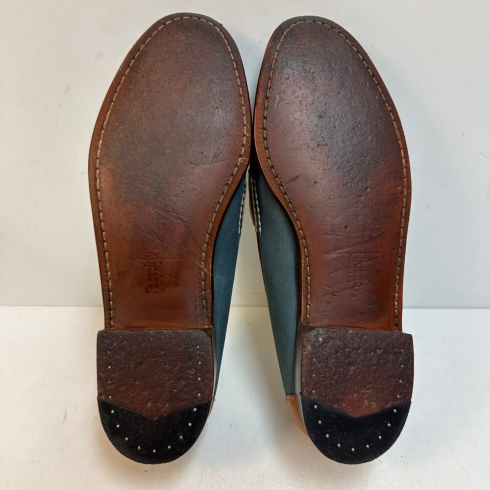 VERY GOOD Rancourt x FootJoy Nubuck Penny Loafer Blue Green Made USA 12 C - Picture 2 of 13
